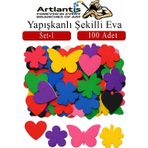 Artlantis Şekilli Eva Yapışkanlı Set-1 100 lü 1 Paket Kendinden Yapışkanlı Eva Sticker Okul Öncesi Kreş Ana Sınıfı