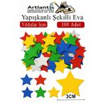 Artlantis Şekilli Eva Yapışkanlı Yıldız 100 lü 1 Paket Kendinden Yapışkanlı Eva Sticker Okul Öncesi Kreş Ana S