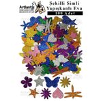 Artlantis Şekilli Simli Eva Yapışkanlı 100 lü 1 Paket Kendinden Yapışkanlı Simli Eva Sticker Okul Öncesi Kreş