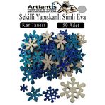 Artlantis Şekilli Simli Eva Yapışkanlı 50 li 1 Paket Kendinden Yapışkanlı Simli Eva Sticker Okul Öncesi Kreş A