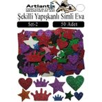 Artlantis Şekilli Simli Eva Yapışkanlı 50 Li 1 Paket Kendinden Yapışkanlı Simli Eva Sticker Okul Öncesi Kreş Ana Sınıfı - Beyaz