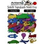 Artlantis Şekilli Simli Eva Yapışkanlı 50 Li 1 Paket Kendinden Yapışkanlı Simli Eva Sticker Okul Öncesi Kreş Ana Sınıfı - Kırmızı