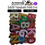 Artlantis Şekilli Simli Eva Yapışkanlı 50 Li 1 Paket Kendinden Yapışkanlı Simli Eva Sticker Okul Öncesi Kreş Ana Sınıfı - Mor