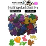 Artlantis Şekilli Simli Eva Yapışkanlı 50 Li 1 Paket Kendinden Yapışkanlı Simli Eva Sticker Okul Öncesi Kreş Ana Sınıfı - Pembe