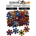 Artlantis Şekilli Simli Eva Yapışkanlı 50 Li 1 Paket Kendinden Yapışkanlı Simli Eva Sticker Okul Öncesi Kreş Ana Sınıfı - Turuncu