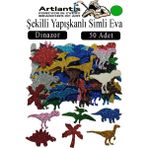 Artlantis Şekilli Simli Eva Yapışkanlı 50 Li 1 Paket Kendinden Yapışkanlı Simli Eva Sticker Okul Öncesi Kreş Ana Sınıfı - Yeşil