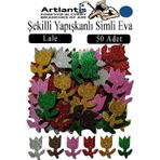 Artlantis Şekilli Simli Eva Yapışkanlı 50 li 1 Paket Kendinden Yapışkanlı Simli Eva Sticker Okul Öncesi Kreş Ana Sınıfı