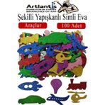 Artlantis Şekilli Simli Eva Yapışkanlı Araçlar 100 lü 1 Paket Kendinden Yapışkanlı Simli Eva Sticker Okul Öncesi Kreş Ana Sınıfı