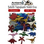 Artlantis Şekilli Simli Eva Yapışkanlı Dinazor 100 Lü 1 Paket Kendinden Yapışkanlı Simli Eva Sticker Okul Öncesi Kreş Ana - Çok Renkli