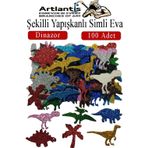 Artlantis Şekilli Simli Eva Yapışkanlı Dinazor 100 lü 1 Paket Kendinden Yapışkanlı Simli Eva Sticker Okul Öncesi Kreş Ana