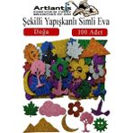 Artlantis Şekilli Simli Eva Yapışkanlı Doğa 100 Lü 1 Paket Kendinden Yapışkanlı Simli Eva Sticker Okul Öncesi Kreş Ana - Çok Renkli