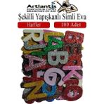 Artlantis Şekilli Simli Eva Yapışkanlı Harfler 100 Lü 1 Paket Kendinden Yapışkanlı Simli Eva Sticker Okul Öncesi Kreş Ana - Çok Renkli