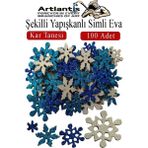 Artlantis Şekilli Simli Eva Yapışkanlı Kar Tanesi 100 Lü 1 Paket Kendinden Yapışkanlı Simli Eva Sticker Okul Öncesi Kreş Ana - Çok Renkli