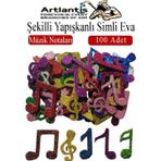 Artlantis Şekilli Simli Eva Yapışkanlı Müzik Nota 100 lü 1 Paket Kendinden Yapışkanlı Simli Eva Sticker Okul Öncesi Kreş Ana