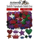 Artlantis Şekilli Simli Eva Yapışkanlı Set 2 100 Lü 1 Paket Kendinden Yapışkanlı Simli Eva Sticker Okul Öncesi Kreş Ana - Çok Renkli