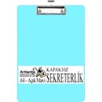 Artlantis Sekreterlik Kapaksız A4 1 Adet Renkli A4 Kapaksız Sekreterlik Klipsli Metal Mekanizmalı 80 Yaprak Kapasiteli - Açık Mavi