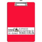 Artlantis Sekreterlik Kapaksız A4 1 Adet Renkli A4 Kapaksız Sekreterlik Klipsli Metal Mekanizmalı 80 Yaprak Kapasiteli - Kırmızı