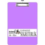 Artlantis Sekreterlik Kapaksız A4 1 Adet Renkli A4 Kapaksız Sekreterlik Klipsli Metal Mekanizmalı 80 Yaprak Kapasiteli - Mor