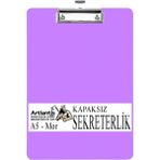Artlantis Sekreterlik Kapaksız A5 Küçük Boy 1 Adet Renkli Kapaksız Sekreterlik Klipsli Metal Mekanizmalı 80 Yaprak Kapasiteli Ofis - Mor