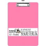 Artlantis Sekreterlik Kapaksız A5 Küçük Boy 1 Adet Renkli Kapaksız Sekreterlik Klipsli Metal Mekanizmalı 80 Yaprak Kapasiteli Ofis - Pembe