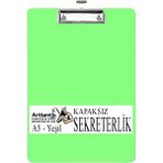 Artlantis Sekreterlik Kapaksız A5 Küçük Boy 1 Adet Renkli Kapaksız Sekreterlik Klipsli Metal Mekanizmalı 80 Yaprak Kapasiteli Ofis - Yeşil