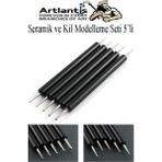 Artlantis Seramik Kil Çömlek Şekillendirici 5'li 1 Paket Seramik Modelaj Oyma Seti Heykel Hobi Tasarım Deri Oyma Standart Siyah Çizim Kalemi
