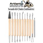 Artlantis Seramik Kil Çömlek Şekillendirici Ahşap Saplı 11 Parça 1 Paket Seramik Modelaj Oyma ve Temizleme Seti - Standart - Naturel