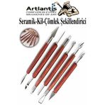 Artlantis Seramik Kil Çömlek Şekillendirici Ahşap Saplı 6 Parça 1 Paket Seramik Modelaj Oyma ve Temizleme Seti Ebeşuar Heykel Hobi