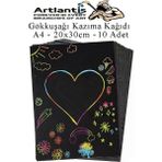 Artlantis Sihirli Gökkuşağı Kazıma Kağıdı A4 10 Yaprak 1 Paket 20 x 30 cm Siyah Sihirli Kağıt Rainbow Paper - Standart
