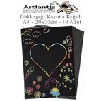 Artlantis Sihirli Gökkuşağı Kazıma Kağıdı A4 10 Yaprak 1 Paket 20x30 cm Siyah Sihirli Kağıt Rainbow Paper