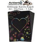 Artlantis Sihirli Gökkuşağı Kazıma Kağıdı A4 5 Yaprak 1 Paket 20 x 30 cm Siyah Sihirli Kağıt Rainbow Paper - Standart