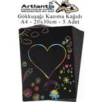 Artlantis Sihirli Gökkuşağı Kazıma Kağıdı A4 5 Yaprak 1 Paket 20x30 cm Siyah Sihirli Kağıt Rainbow Paper