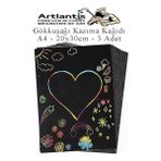 Artlantis Sihirli Gökkuşağı Kazıma Kağıdı A4 5 Yaprak Siyah 20x30 cm Yüksek Kalite Ürün Rainbow Paper