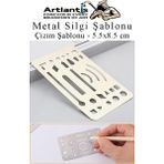Artlantis Silgi Şablonu Metal 5.5x8.5 cm 1 Adet Paslanmaz Çelik Silgi Şablonu Çizim Şablonu Cetveli Mimari Mühendislik - Gümüş - Gri - Standart