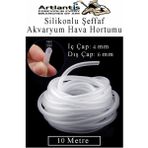 Artlantis Silikonlu Şeffaf Akvaryum Hava Hortumu 10 Metre Iç Çap 4mm Dış Çap 6mm Deney Fıskiye Kauçuk Hortum Yağ Hava Pompa Borusu - Standart