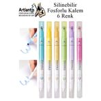 Artlantis Silinebilir Fosforlu Kalem 6 Renk 1 Paket Mikro Silinebilir İşaretleme Kalemi Çift Başlı Pürüzsüz Ya