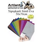 Artlantis Simli Yapışkanlı Eva 50x70 cm 10 Renk 1 Paket Simli Yapışkanlı Eva Süngeri 10'lu Okul Kreş Anasınıfı Elişi Etkinlikleri