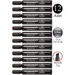 Artlantis Siyah Permanent Markör Kalem Kesik Uç 12 Adet Sentör Kalıcı Marker Kalem Tüm Koli Karton Çuval Cam Plastik Yüzeylerde - 2-5mm