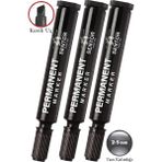Artlantis Siyah Permanent Markör Kalem Kesik Uç 3 Adet Sentör Kalıcı Marker Kalem Tüm Koli Karton Çuval Cam Plastik Yüzeylerde - 2-5mm