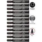 Artlantis Siyah Permanent Markör Kalem Yuvarlak Uç 12 Adet Sentör Kalıcı Marker Kalem Tüm Koli Karton Çuval Cam Plastik Yüzeylerde - 2-5mm