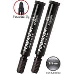 Artlantis Siyah Permanent Markör Kalem Yuvarlak Uç 2 Adet Sentör Kalıcı Marker Kalem Tüm Koli Çuval Cam Plastik Yüzeylerde Kalıcı - 2-5mm