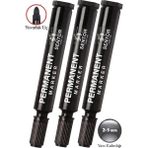 Artlantis Siyah Permanent Markör Kalem Yuvarlak Uç 3 Adet Sentör Kalıcı Marker Kalem Tüm Koli Karton Çuval Cam Plastik Kalıcı - 2-5mm