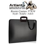 Artlantis Siyah Resim Çantası Fermuarlı Kulplu 37x54 cm 1 Adet Teknik Resim Dosya Çantası 35x50 cm Askılı Proj