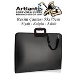 Artlantis Siyah Resim Çantası Fermuarlı Kulplu 55x75 cm 1 Adet Teknik Resim Dosya Çantası 50x70 cm Askılı Proj