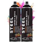 Artlantis Siyah Sprey Boya 200 ml 2 Adet Hızlı Kuruyan Profesyonel Ahşap Plastik Demir Metal Cam Porselen Duvar Renkli