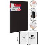 Artlantis Siyah Sunum Dosyası 10 lu 1 Adet Poşet Dosyalı Katalog Dosyası 10 Poşetli Kendinden Dosya Plastik Ka