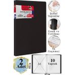 Artlantis Siyah Sunum Dosyası 10 Lu 2 Adet Poşet Dosyalı Katalog Dosyası 10 Poşetli Kendinden Dosya Plastik Kapaklı - Standart