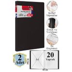 Artlantis Siyah Sunum Dosyası 20 li 2 Adet Poşet Dosyalı Katalog Dosyası 20 Poşetli Kendinden Dosya Plastik Kapaklı