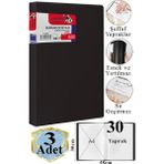 Artlantis Siyah Sunum Dosyası 30 Lu 3 Adet Poşet Dosyalı Katalog Dosyası 30 Poşetli Kendinden Dosya Plastik Kapaklı - 10 lu - Standart