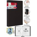 Artlantis Siyah Sunum Dosyası 40 Lı 2 Adet Poşet Dosyalı Katalog Dosyası 40 Poşetli Kendinden Dosya Plastik Kapaklı - Standart